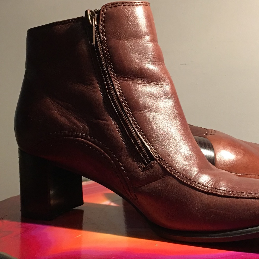 Brown leather ankle boots